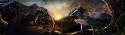 Shared Sunset
art by leilryu
Keywords: dragon;dragoness;male;female;feral;M/F;romance;non-adult;leilryu