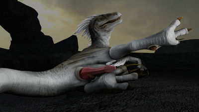 Raptor
art by lilfox_f
Keywords: dinosaur;theropod;raptor;male;feral;solo;penis;cgi;lilfox_f