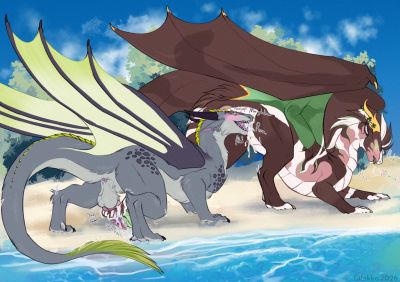 Clean Up
art by liluay
Keywords: dragon;dragoness;male;female;feral;M/F;penis;vagina;from_behind;vaginal_penetration;oral;spooge;beach;liluay
