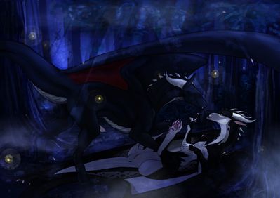 Our Night Together
art by liluay
Keywords: dragon;dragoness;male;female;feral;M/F;penis;vagina;missionary;suggestive;spooge;liluay