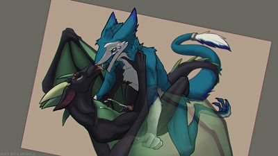 Dragon x Sergal
art by linuell
Keywords: dragon;furry;hybrid;sergal;male;anthro;M/M;penis;anal;spooge;linuell