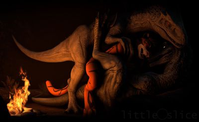 Raptor and Tiger
art by littleslice-sfm
Keywords: dinosaur;theropod;raptor;male;feral;furry;feline;tiger;female;anthro;M/F;from_behind;suggestive;cgi;littleslice-sfm