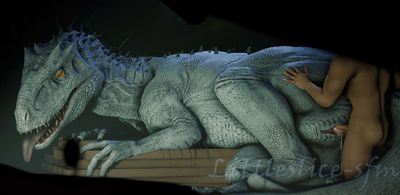 Indominus Sex
art by littleslice-sfm
Keywords: beast;jurassic_world;dinosaur;theropod;indominus_rex;hybrid;female;feral;human;man;male;M/F;penis;from_behind;vaginal_penetration;spooge;cgi;littleslice-sfm