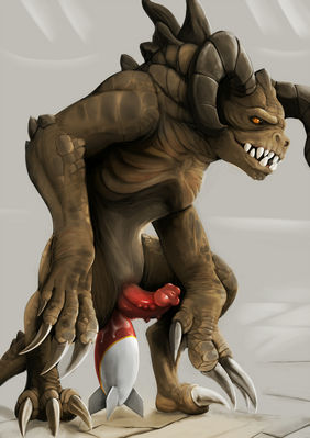 Deathclaw
art by lizardlars
Keywords: videogame;fallout;reptile;lizard;deathclaw;male;anthro;solo;penis;anal;dildo;masturbation;spooge;lizardlars