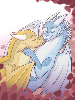 Valentine's Day (Wings_of_Fire)
art by l_neris_l
Keywords: wings_of_fire;sandwing;icewing;qibli;winter;dragon;male;feral;M/M;romance;non-adult;l_neris_l