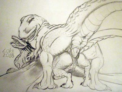 Jurassic Breeding
art by lokidragon87
Keywords: eragon;saphira;dragoness;female;dinosaur;theropod;tyrannosaurus_rex;trex;male;feral;M/F;penis;from_behind;vaginal_penetration;spooge;lokidragon87
