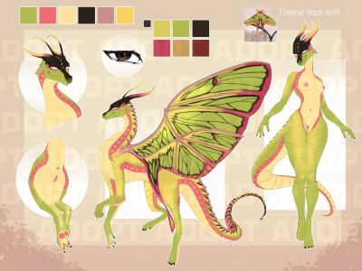 Silkwing Adopt (Wings_of_Fire)
art by loonie_loo
Keywords: wings_of_fire;silkwing;dragoness;female;anthro;breasts;feral;solo;vagina;reference;closeup;loonieloo
