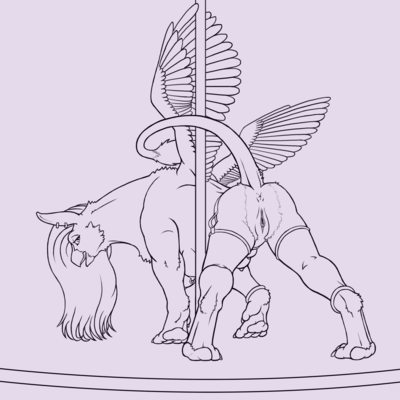 Stripper Gryphon
art by lord_magicpants
Keywords: gryphon;female;feral;poledance;solo;vagina;presenting;lord_magicpants