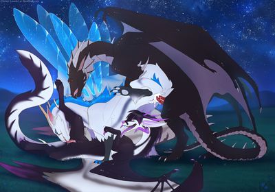 Friendly Threeway
art by lunalei
Keywords: dragon;dragoness;male;female;feral;M/F;lesbian;threeway;spitroast;penis;from_behind;oral;vaginal_penetration;lunalei