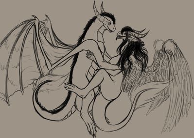 Flying Fuck
art by lunarlilac
Keywords: dragon;dragoness;male;female;anthro;breasts;M/F;penis;missionary;vaginal_penetration;lunarlilac