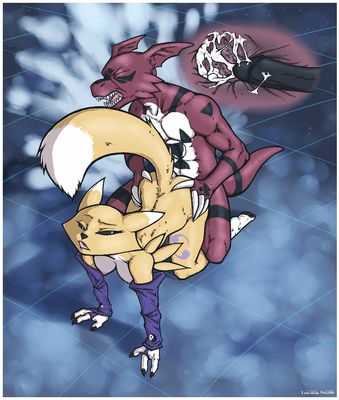 Renamon and Guilmon Having Sex
art by luraiokun
Keywords: anime;dragon;male;furry;canine;fox;female;renamon;guilmon;anthro;breasts;M/F;penis;from_behind;internal;spooge;luraiokun