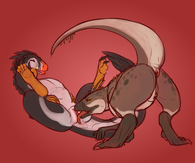 Utahraptors
art by lustbubbles
Keywords: dinosaur;theropod;raptor;utahraptor;female;feral;lesbian;vagina;oral;lustbubbles