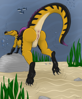 Submerged Spinosaurus
art by lykenzealot
Keywords: dinosaur;theropod;spinosaurus;female;anthro;solo;vagina;presenting;lykenzealot