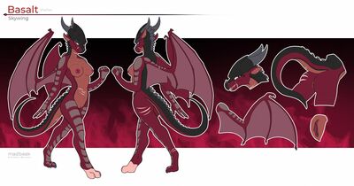 Anthro Basalt (Wings_of_Fire)
art by madbeak
Keywords: wings_of_fire;skywing;dragoness;female;anthro;breasts;solo;vagina;closeup;reference;madbeak