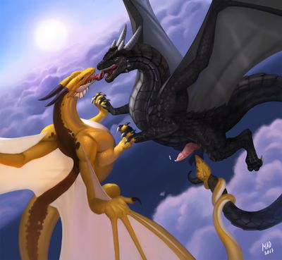 Mating Flight
art by madness_demon
Keywords: dragon;dragoness;male;female;feral;M/F;penis;suggestive;spooge;madness_demon