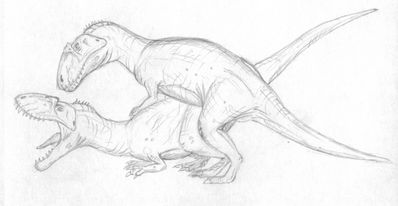Giganotosaurus Sex
art by Ezequiel Vera
Keywords: dinosaur;theropod;giganotosaurus;male;female;feral;M/F;from_behind;ezequiel_vera