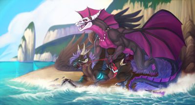 Bred By The Beach
art by marii5555
Keywords: dragon;dragoness;male;female;feral;M/F;bondage;penis;from_behind;vaginal_penetration;beach;marii5555