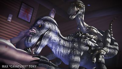 Blue Spitroasted
art by maxtony or cavafly01
Keywords: beast;jurassic_world;dinosaur;theropod;raptor;deinonychus;blue;female;human;man;male;M/F;threeway;spitroast;penis;from_behind;oral;cgi;maxtony;cavafly01