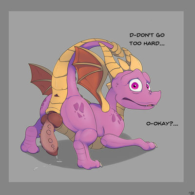 Don't Go Too Hard
art by mcfan
Keywords: videogame;spyro_the_dragon;dragon;spyro;male;anthro;solo;penis;spooge;mcfan