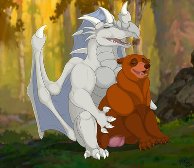 Dragon Mounting Nita
art by mcfan
Keywords: cartoon;brother_bear;dragon;furry;bear;male;female;anthro;M/F;penis;from_behind;vagnal_penetration;spooge;mcfan