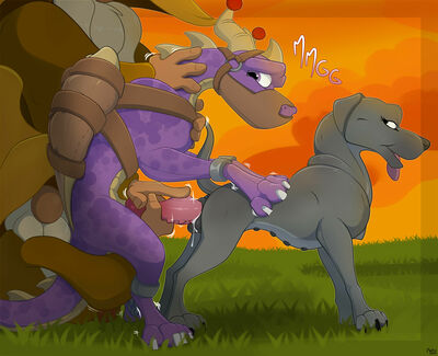 Spyro Bondage
art by mcfan
Keywords: videogame;spyro_the_dragon;spyro;dragon;furry;canine;dog;male;female;feral;M/F;bondage;penis;from_behind;vaginal_penetration;mcfan