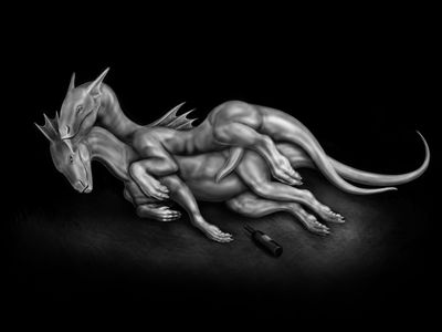 Xioox and Xavyer 1
art by meanybeany
Keywords: dragon;dragoness;male;female;feral;M/F;penis;spoons;suggestive;meanybeany