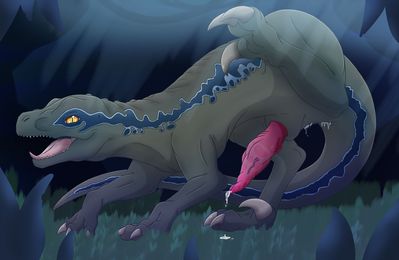 Blue's Surprise (color)
art by mel21-12
Keywords: jurassic_world;dinosaur;theropod;raptor;deinonychus;blue;female;male;herm;feral;solo;penis;vagina;spooge;mel21-12