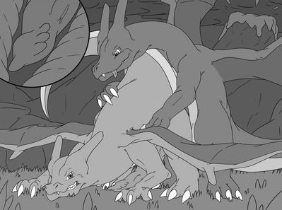 Charizard x Charizard
art by mel21-12
Keywords: anime;pokemon;dragon;charizard;male;anthro;M/M;penis;from_behind;anal;internal;mel21-12