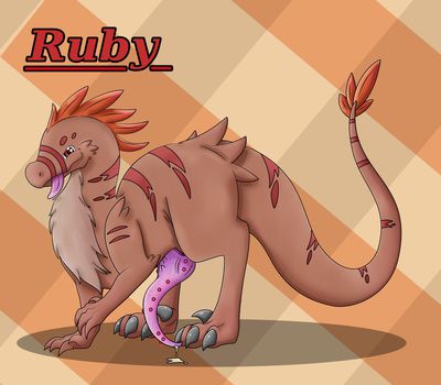Ruby the Velocidragon
art by mel21-12
Keywords: dragon;dinosaur;theropod;raptor;velociraptor;hybrid;male;anthro;solo;penis;spooge;mel21-12