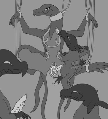 Mating The Queen
art by mel21-12
Keywords: anime;pokemon;lizard;salazzle;salandit;male;female;anthro;M/F;bondage;orgy;penis;missionary;vaginal_penetration;mel21-12