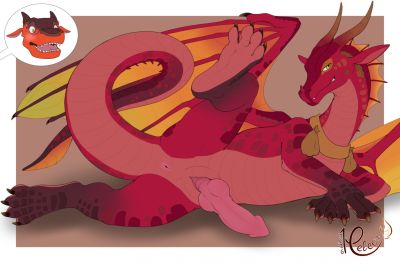 Mulberry (Wings_of_Fire)
art by meleon
Keywords: wings_of_fire;mudwing;leafwing;skywing;hybrid;dragon;male;feral;solo;penis;presenting;meleon