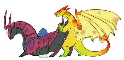 Charizard and Scolipede
art by melthecannibal
Keywords: anime;pokemon;dragon;insect;charizard;scolipede;male;female;anthro;M/F;penis;from_behind;vaginal_penetration;melthecannibal