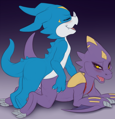 Monodramon and Veemon Having Sex
art by meraence
Keywords: anime;digimon;dragon;dragoness;wyvern;monodramon;veemon;male;female;anthro;M/F;penis;from_behind;vaginal_penetration;spooge;meraence