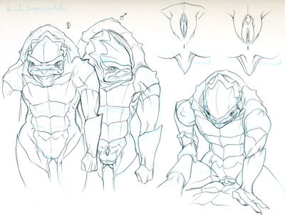 Krogan Genitalia and Mating
art by reginaprimata
Keywords: videogame;mass_effect;krogan;male;female;anthro;vagina;penis;sheath;M/F;cowgirl;vaginal_penetration;reginaprimata