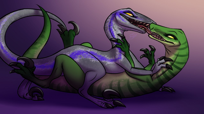 Charlie and Blue
art by mimi-fox
Keywords: jurassic_world;dinosaur;theropod;raptor;deinonychus;charlie;blue;female;feral;lesbian;missionary;suggestive;mimi-fox