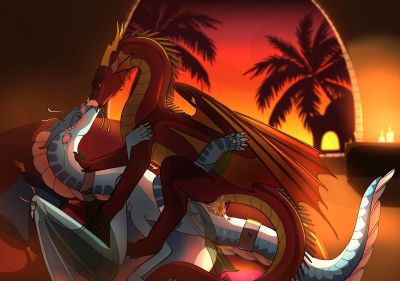 At The Beach (Wings_of_Fire)
art by misterluk
Keywords: wings_of_fire;seawing;silkwing;hybrid;dragon;dragoness;male;female;feral;M/F;penis;missionary;vaginal_penetration;spooge;beach;misterluk