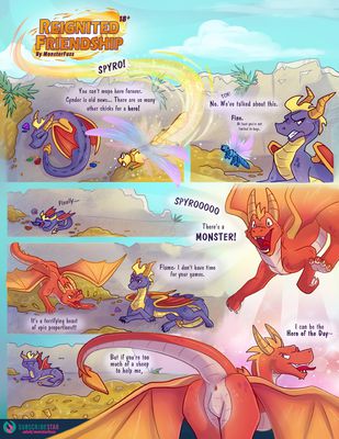Reignited Friendship 1
art by monsterfuzz
Keywords: comic;videogame;spyro_the_dragon;dragon;spyro;flame;male;anthro;M/M;suggestive;presenting;monsterfuzz