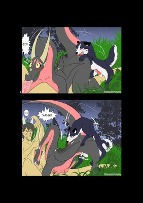 Dragons and Puppers p2
art by monsterwaifu
Keywords: comic;dragon;dragoness;furry;canine;dog;male;female;feral;anthro;breasts;M/F;threeway;spitroast;penis;from_behind;oral;spooge;monsterwaifu
