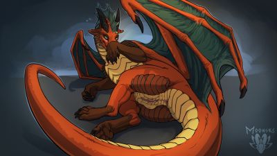 Shy
art by moonski
Keywords: dragoness;female;feral;solo;vagina;presenting;moonski