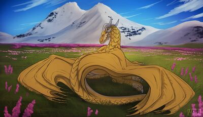 Gold in the Field
art by moonski
Keywords: dragoness;female;feral;solo;vagina;moonski