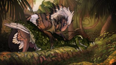Male Raptors
art by moonski
Keywords: dinosaur;theropod;raptor;male;feral;M/M;penis;from_behind;anal;moonski