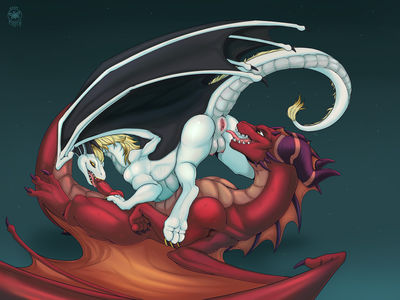 A Fun Romp
art by mothrianna
Keywords: dragon;dragoness;male;female;feral;anthro;M/F;penis;vagina;69;oral;spooge;mothrianna