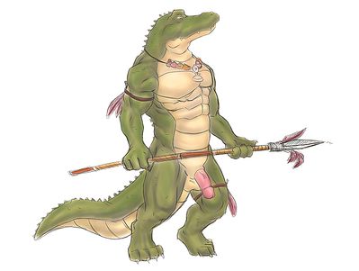 Gator Warrior
art by mud_wolfy
Keywords: crocodilian;alligator;male;anthro;solo;penis;mud_wolfy