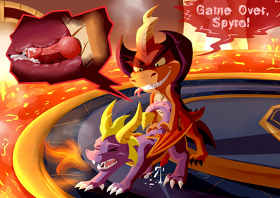 Game Over, Spyro
art by muskydusky
Keywords: videogame;spyro_the_dragon;dragon;spyro;ripto;male;anthro;M/M;penis;from_behind;anal;internal;spooge;muskydusky