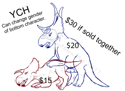 Avaceratops and Diabloceratops Mating
art by mykamoon
Keywords: dinosaur;ceratopsid;avaceratops;diabloceratops;male;female;feral;M/F;penis;from_behind;cloacal_penetration;mykamoon