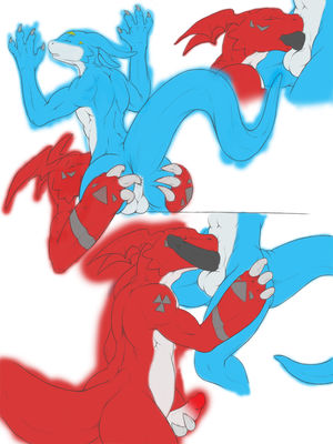 A Blowjob From Guilmon
art by narse
Keywords: anime;digimon;dragon;guilmon;veemon;male;anthro;M/M;penis;oral;closeup;narse