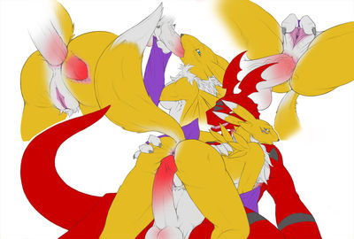 Renamon and Guilmon Having Sex
art by narse
Keywords: anime;digimon;dragon;furry;canine;dog;guilmon;renamon;male;female;anthro;breasts;M/M;penis;vagina;spread;from_behind;cowgirl;missionary;oral;anal;internal;closeup;narse