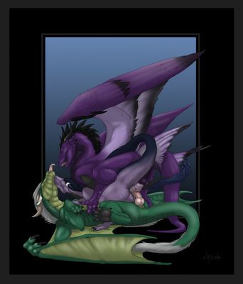 Dragon Sandwich
art by necrodrone13
Keywords: dragon;dragoness;male;female;feral;M/F;threeway;penis;from_behind;cowgirl;vaginal_penetration;necrodrone13