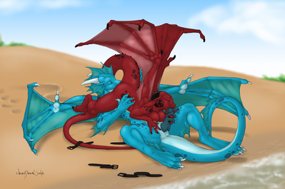 Honeysuckle
art by necrodrone13
Keywords: dragon;dragoness;male;female;feral;anthro;breasts;M/F;penis;oral;69;beach;necrodrone13