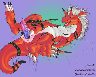 Needy Growlmon
art by athus
Keywords: anime;digimon;growlmon;male;anthro;solo;penis;masturbation;spooge;athus